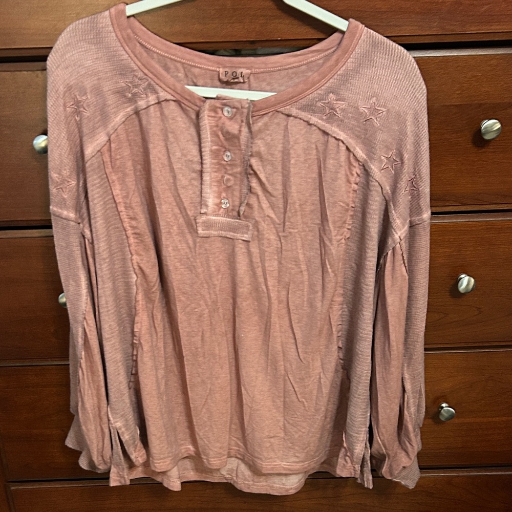 POL Dusty Rose Star Embroidered Blouse